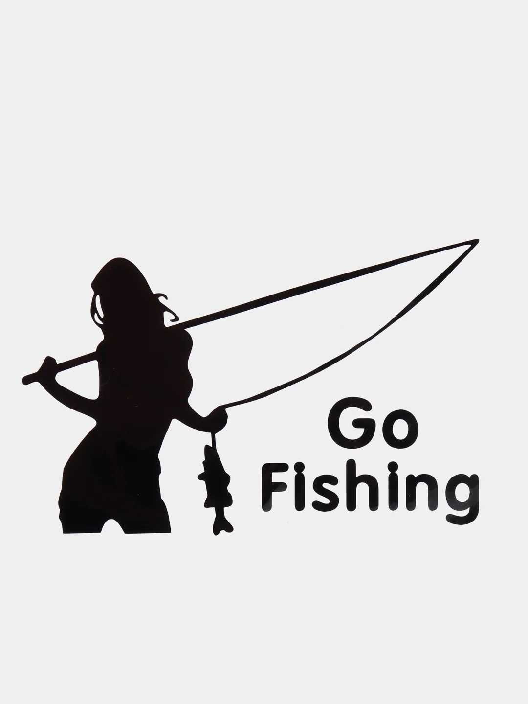 Черный наклейка на авто "Go fishing"