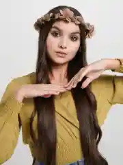 Бежевый венок для волос, Венок их цветов, Ободок