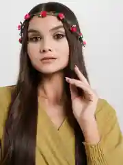 Розовый венок для волос, венок из цветов