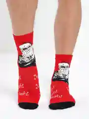 Багровый новогодние носки Christmas, в подарочной жестяной коробочке, 3 пары