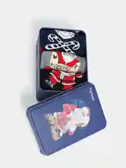 Индиго новогодние носки Christmas, в подарочной жестяной коробочке, 3 пары