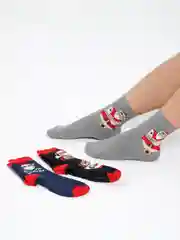 Голубой новогодние носки Christmas, в подарочной жестяной коробочке, 3 пары