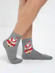 Голубой новогодние носки Christmas, в подарочной жестяной коробочке, 3 пары