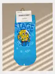 Голубой носки женские короткие, всесезонные "Amigobs" с принтом "Спанч Боб"