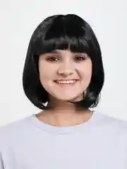 Черный парик карэ карнавальный