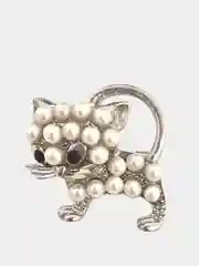 Серебряный брошь 2 цвета / Брошка / Кошка / Мини брошка / С жемчугом