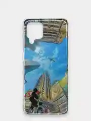 Небесно-голубой чехол Samsung Galaxy M32 / A22 (Самсунг Галакси М32 / А22), силиконовый с рисунком