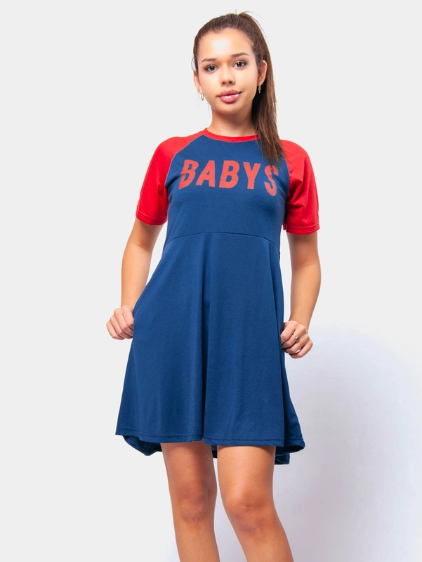 Туника с принтом Babys, оверсайз