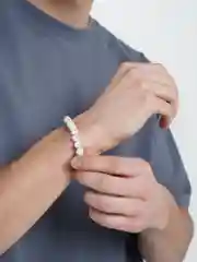 Серебряный браслет мужской, из натурального камня