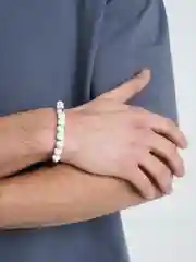 Серебряный браслет мужской, из натурального камня