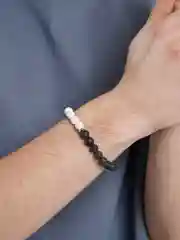 Серебряный браслет мужской, из натурального камня