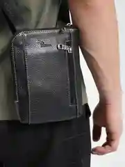 Черный сумка мужская из натуральной кожи Pellecon