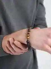 Угольный браслет мужской, из натурального камня