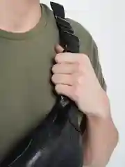 Черный поясная сумка, экокожа, 35 см