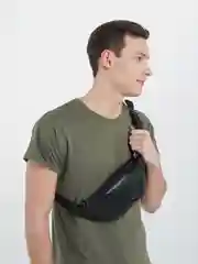Черный поясная сумка, экокожа, 35 см
