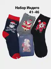 Индиго новогодние носки Christmas, в подарочной жестяной коробочке, 3 пары
