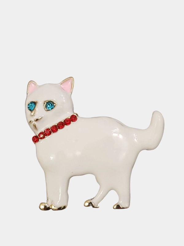 Брошь женская "Кошка", со стразами
