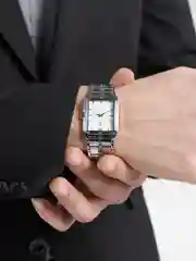 Серебряный мужские кварцевые часы