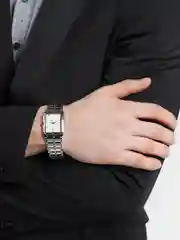 Серебряный мужские кварцевые часы
