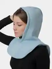 Голубой капор с начёсом, капюшон с воротником