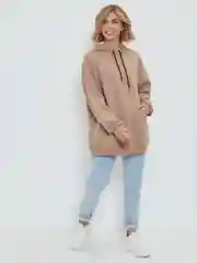 Женское бежевое худи JOE LO с карманом и шнурком