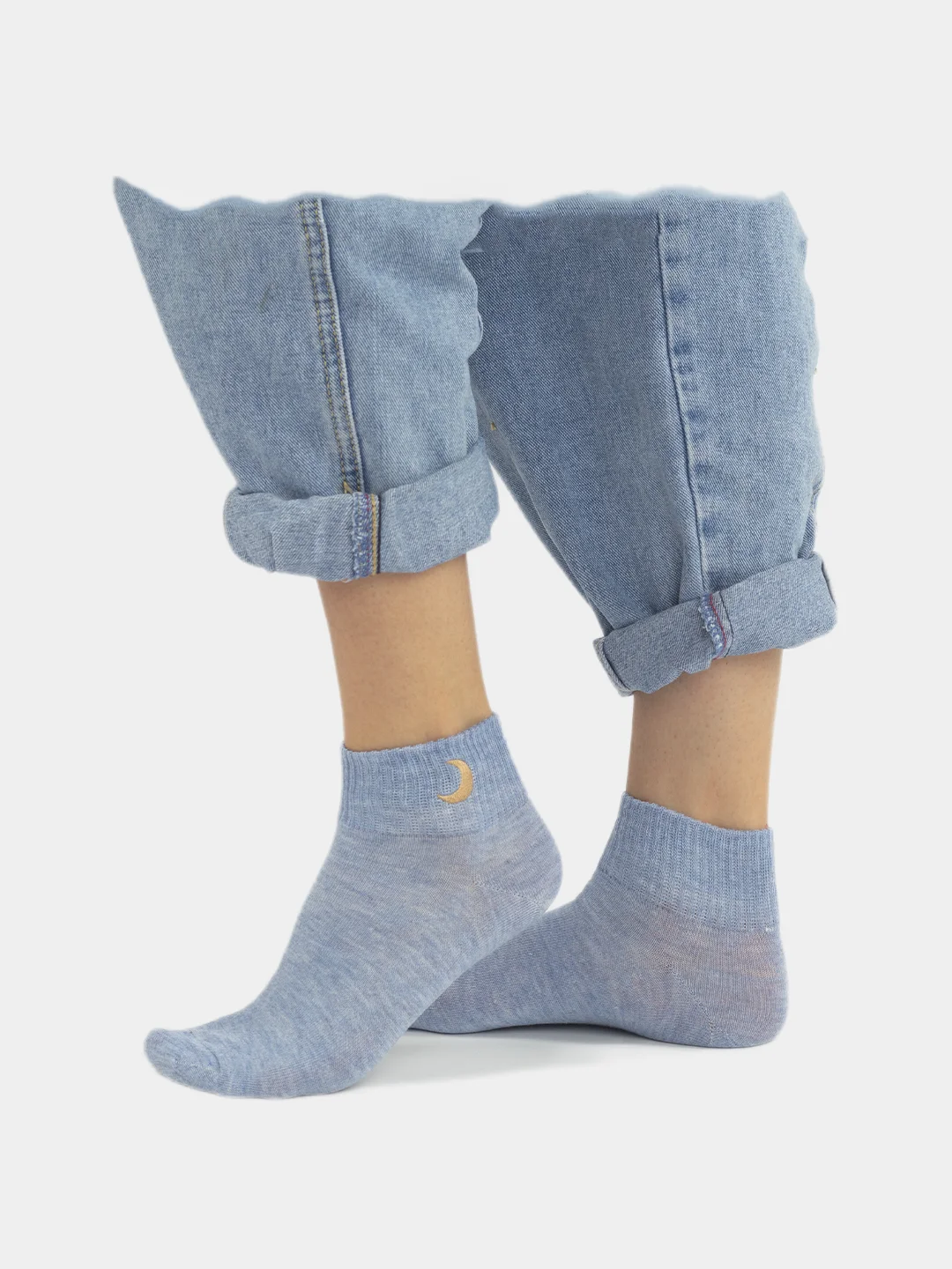 Голубой носки женские POOPSOCKS, средней длины, с вышивкой