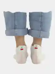 Серебряный носки женские короткие POOPSOCKS, с вышивкой фруктов
