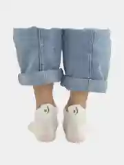 Серый меланж носки женские короткие POOPSOCKS, с вышивкой фруктов