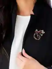Белый брошь "Ящерица", со стразами, 2 цвета