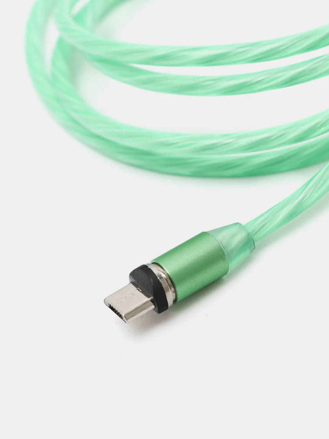 Синий usb Кабель магнитный светящийся 2 метровый+магнитный коннектор-разъем (micro, type c, ios)