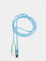 Синий usb Кабель магнитный светящийся 2 метровый+магнитный коннектор-разъем (micro, type c, ios)