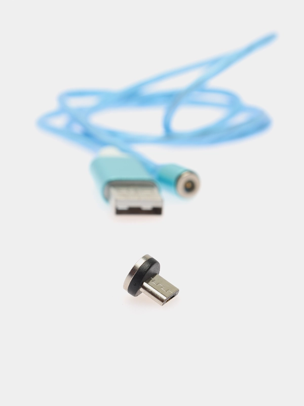 USB Кабель магнитный светящийся 2 метровый+магнитный коннектор-разъем (micro, type c, ios)