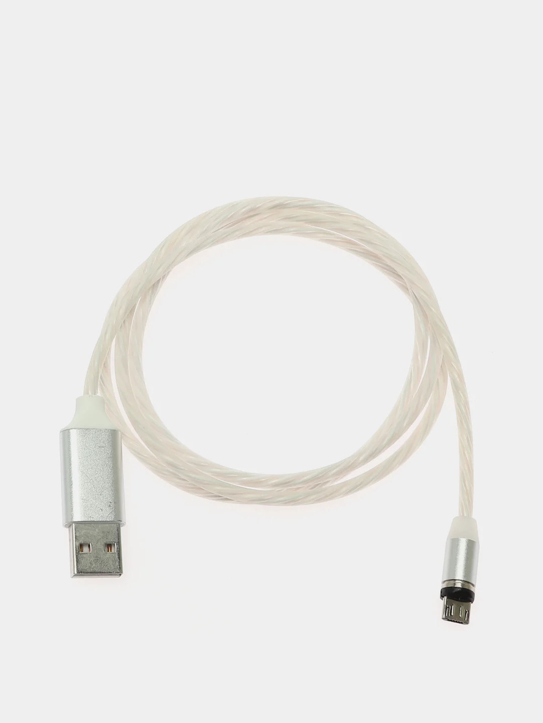 Синий usb Кабель магнитный светящийся 2 метровый+магнитный коннектор-разъем (micro, type c, ios)