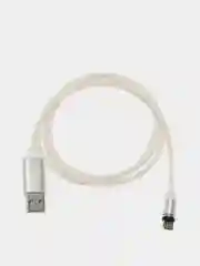 Синий usb Кабель магнитный светящийся 2 метровый+магнитный коннектор-разъем (micro, type c, ios)
