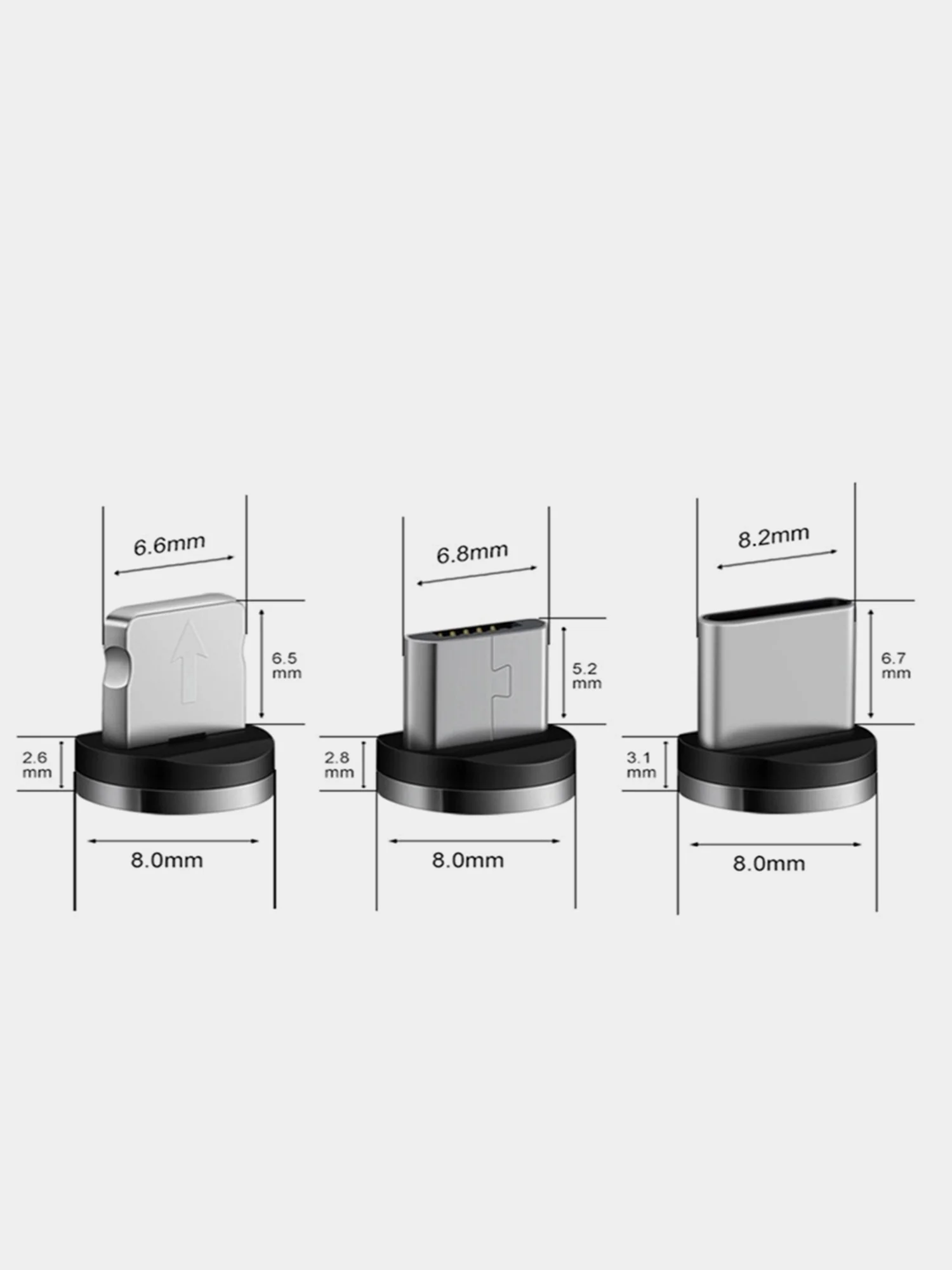 Синий usb Кабель магнитный светящийся 2 метровый+магнитный коннектор-разъем (micro, type c, ios)