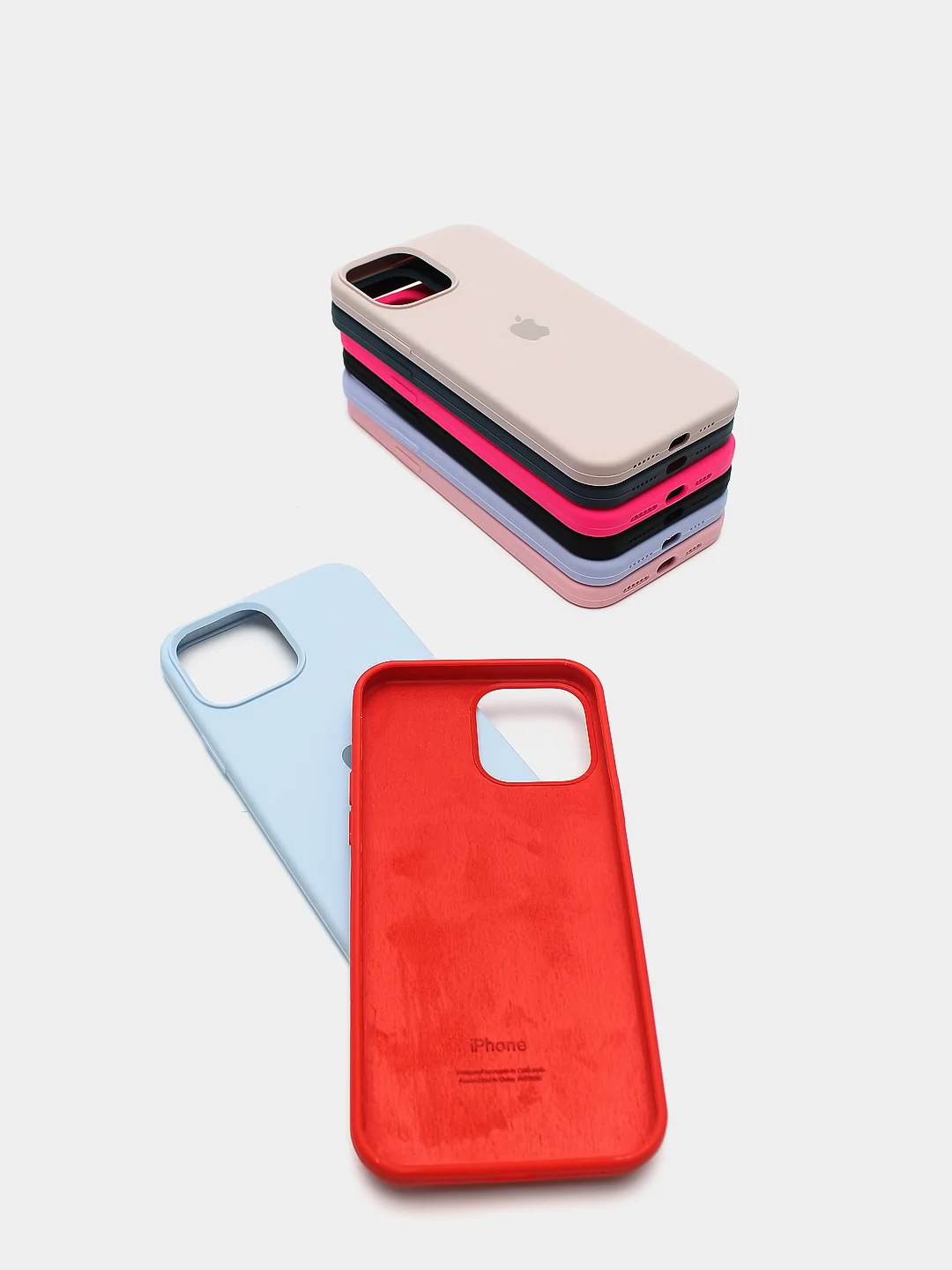 Алый чехол Silicone Case для iPhone 13 / 14, Pro, Pro Max с закрытым низом