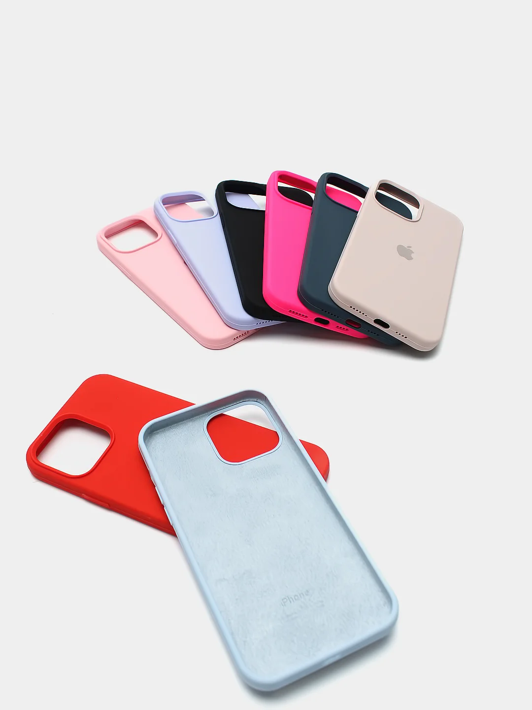 Алый чехол Silicone Case для iPhone 13 / 14, Pro, Pro Max с закрытым низом