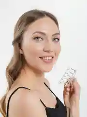 Белый краб для волос металлический