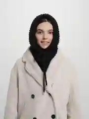 Черный капор вязанный, осенний, женский