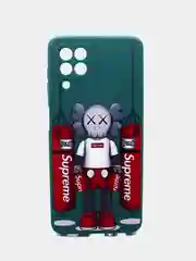 Серый чехол для Samsung A22 (самсунг), силиконовый, с принтом
