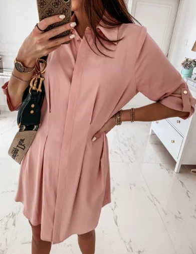 Розовый рубашка платье LaFemme