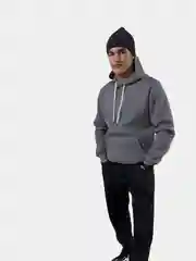 Серый меланж худи на флисе