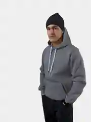 Серый меланж худи на флисе