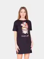 Туника женская, платье-футболка, цвет черный
