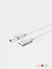 Серебряный кабель 2в1 LDNIO LC84, Apple Lightning+Micro-USB Айфон андроид iPhone Android