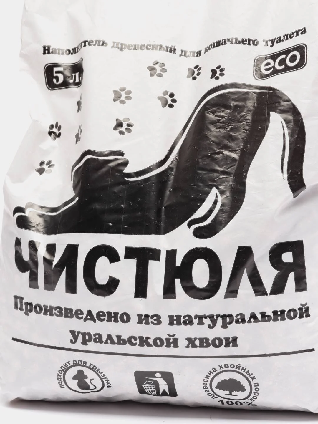 Впитывающий наполнитель для кошачьего туалета древесный "Чистюля", 5 л
