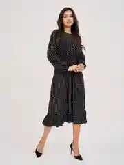 Черный платье женское Olya Stoff, в горох, с длинным рукавом