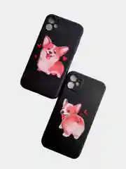 Черный чехол силиконовый для iPhone 11 / 12 Корги SiliconCase