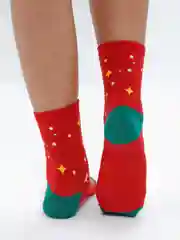 Красный носки женские новогодние, с принтом