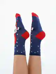 Синий носки женские новогодние, с принтом
